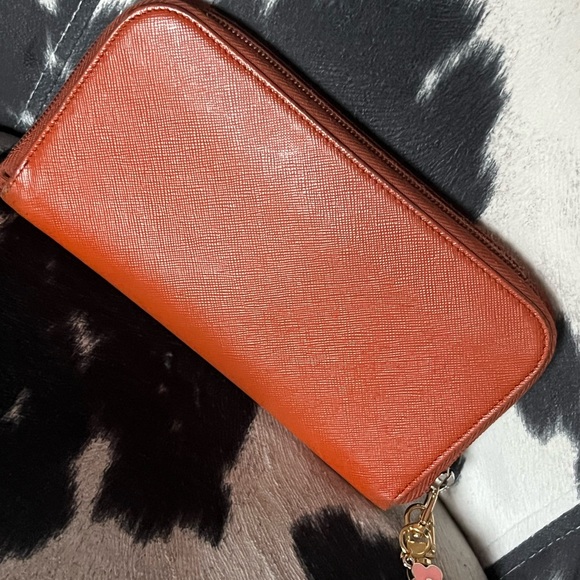 PRADA Orange Leather Zip Around Wallet Clutch - Picture 7 of 16